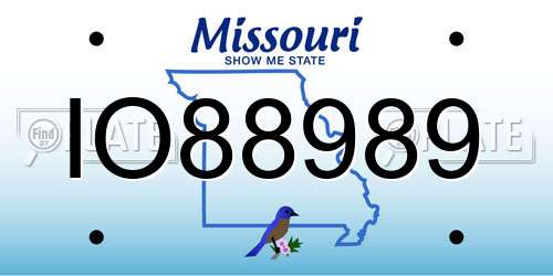 IO88989 Missouri License Plate