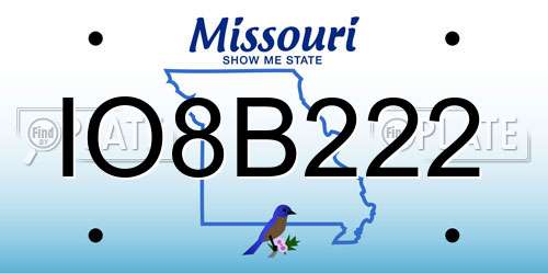 IO8B222 Missouri License Plate