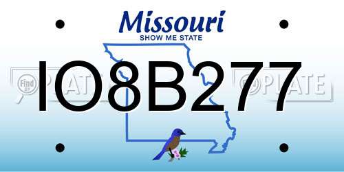 IO8B277 Missouri License Plate