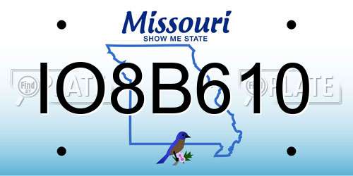 IO8B610 Missouri License Plate