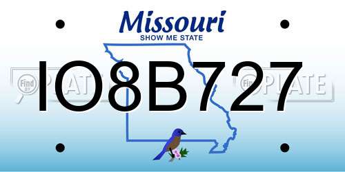 IO8B727 Missouri License Plate