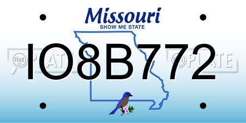 IO8B772 Missouri License Plate