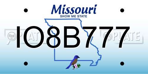 IO8B777 Missouri License Plate