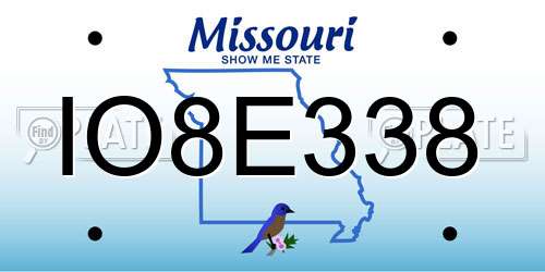 IO8E338 Missouri License Plate