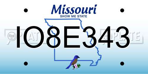 IO8E343 Missouri License Plate