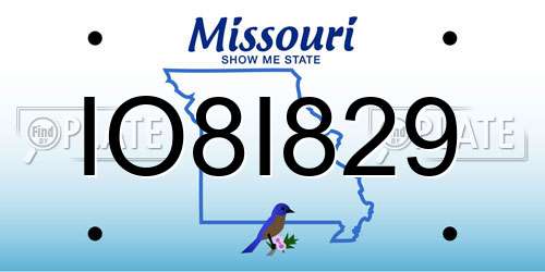 IO8I829 Missouri License Plate