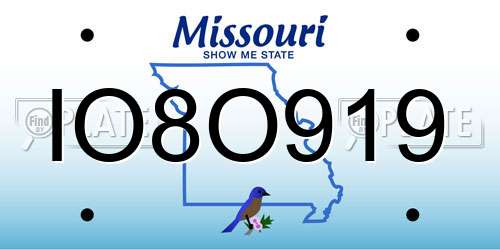 IO8O919 Missouri License Plate