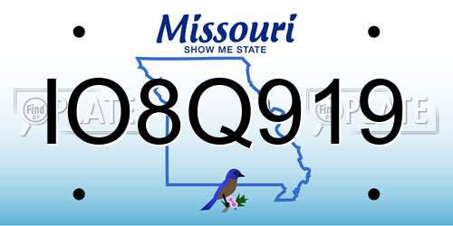 IO8Q919 Missouri License Plate