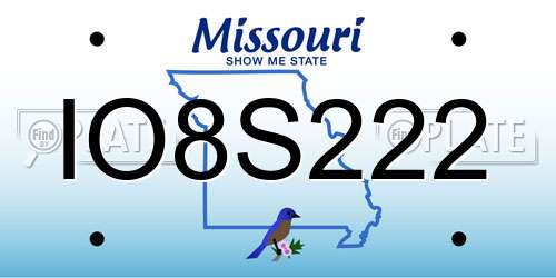 IO8S222 Missouri License Plate