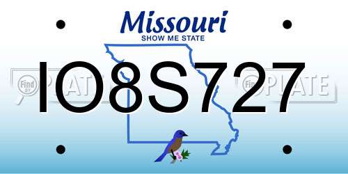 IO8S727 Missouri License Plate