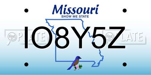 IO8Y5Z Missouri License Plate