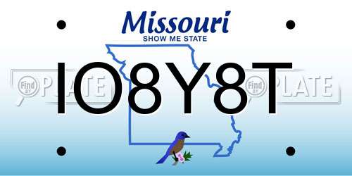 IO8Y8T Missouri License Plate