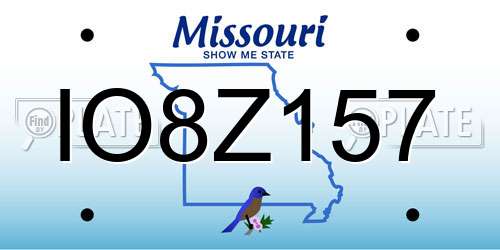 IO8Z157 Missouri License Plate