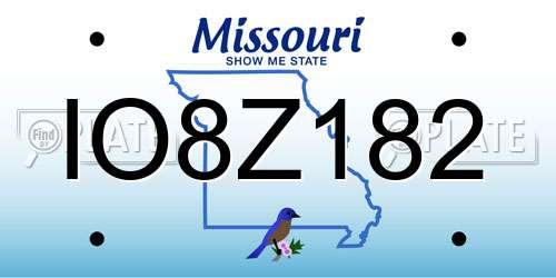 IO8Z182 Missouri License Plate