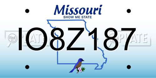 IO8Z187 Missouri License Plate
