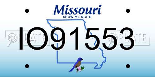 IO91553 Missouri License Plate