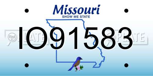 IO91583 Missouri License Plate