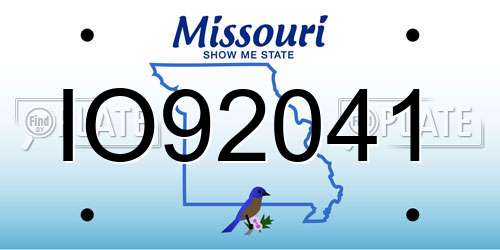 IO92041 Missouri License Plate