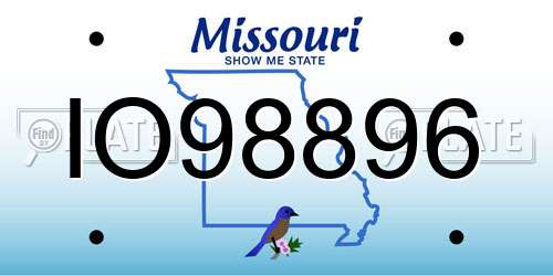 IO98896 Missouri License Plate