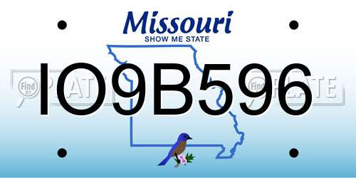 IO9B596 Missouri License Plate