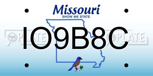 IO9B8C Missouri License Plate