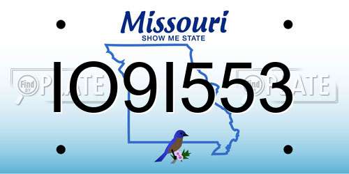 IO9I553 Missouri License Plate