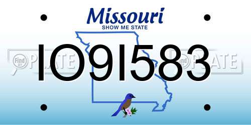 IO9I583 Missouri License Plate
