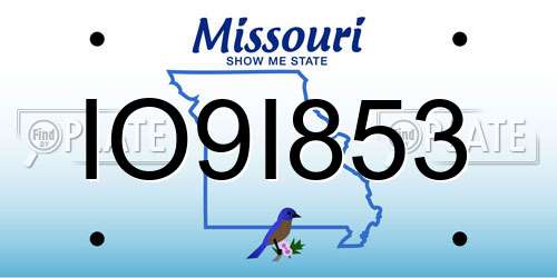 IO9I853 Missouri License Plate