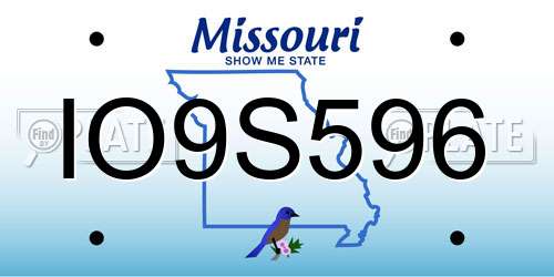 IO9S596 Missouri License Plate