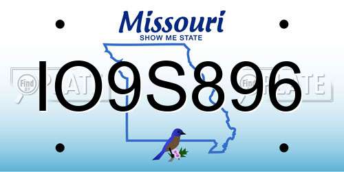 IO9S896 Missouri License Plate