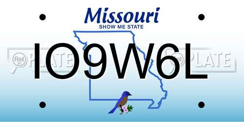IO9W6L Missouri License Plate