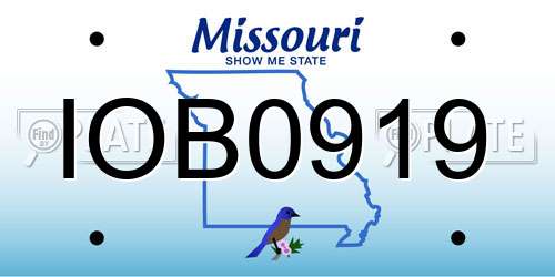 IOB0919 Missouri License Plate