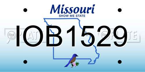 IOB1529 Missouri License Plate