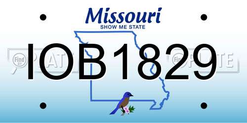 IOB1829 Missouri License Plate