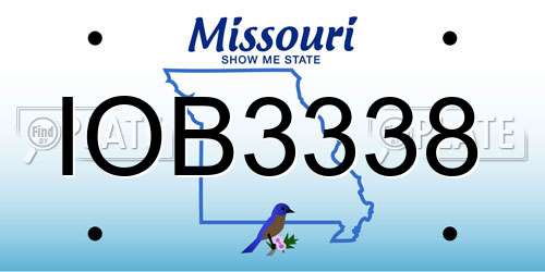 IOB3338 Missouri License Plate