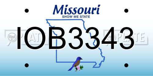 IOB3343 Missouri License Plate