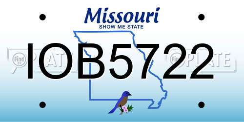 IOB5722 Missouri License Plate