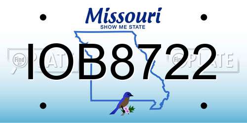 IOB8722 Missouri License Plate