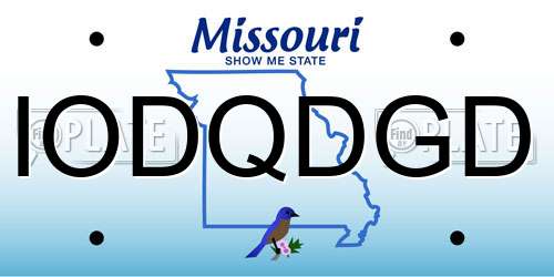 IODQDGD Missouri License Plate