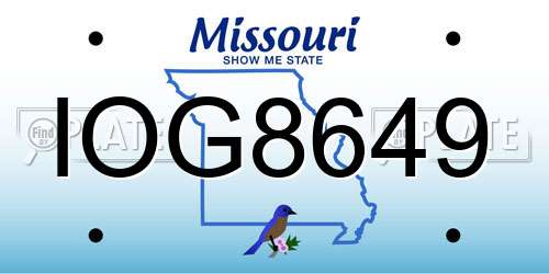 IOG8649 Missouri License Plate