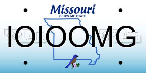 IOIOOMG Missouri License Plate