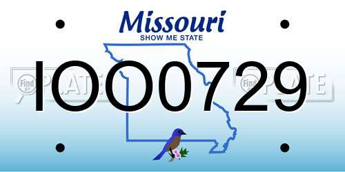 IOO0729 Missouri License Plate