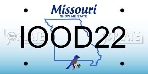 IOOD22 Missouri License Plate