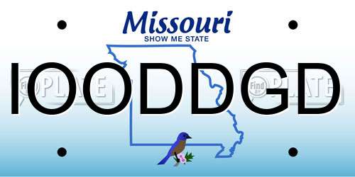 IOODDGD Missouri License Plate