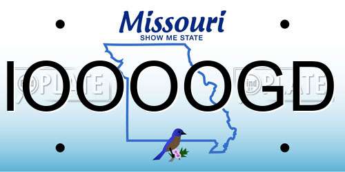 IOOOOGD Missouri License Plate