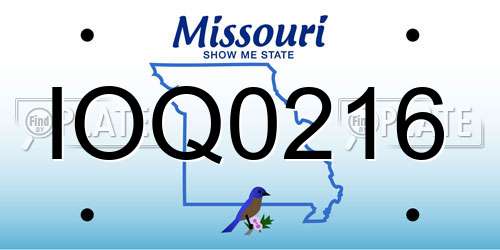 IOQ0216 Missouri License Plate