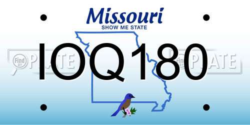 IOQ180 Missouri License Plate