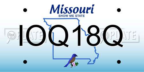 IOQ18Q Missouri License Plate