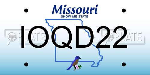 IOQD22 Missouri License Plate