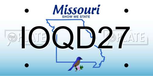 IOQD27 Missouri License Plate